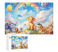 Featured Design: Rainbow Animal Parade, 1000 PCS, Wooden Brain Teaser for Adults, Gift for Winter Evenings - for Detail-Focused Puzzlers