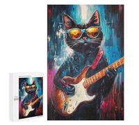Featured Design: Rock Star Cat Guitar Painting -3, 1000 PCS, Jigsaw Puzzle for Adults, Mindful Gift for Adults; for Shared Table Time