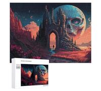 Featured Design: Skull Castle Under A Full Moon, 500 PCS, Wooden Picture Puzzle for Grown-Ups, New Year Decoration - to Assemble, Frame And Display