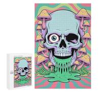 Featured Design: Skull with Mushrooms Trippy Art, 1000 PCS, Wooden Brain Teaser for Adults, Gift for Winter Evenings - for Detail-Focused Puzzlers