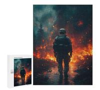 Featured Design: Soldier in Firestorm, 500 PCS, Displayable Picture Puzzle, New Year Party Activity - to Assemble, Frame And Display