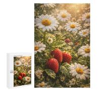 Featured Design: Strawberries And Daisies in Sunlight, 1000 PCS, Wooden Art Puzzle, Year-End Present, for Relaxing Solo Or Group Play