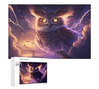 Featured Design: Thundering Owl Storms Over The Sea, 1000 PCS, Wooden Jigsaw Puzzle for Adults, Gift for Winter Evenings; for Shared Table Time