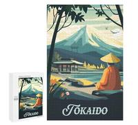 Featured Design: Tokaido Board Game Inspired Illustration, 1000 PCS, Wooden Art Puzzle, Year-End Present, for Relaxing Solo Or Group Play