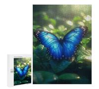 Featured Design: Tropical Rainforest Blue Morpho Butterfly, 500 PCS, Wooden Art Puzzle, Winter Gift - to Assemble, Frame And Display
