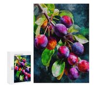 Featured Design: Vibrant Plums on Branch Botanical Watercolor Art, 300 PCS, Jigsaw Puzzle for Adults, Gift for Winter Evenings, for Relaxing Solo Or Group Play