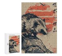 Featured Design: Vintage Japanese Opossum, 300 PCS, Wooden Brain Teaser for Adults, Gift for Winter Evenings - for Detail-Focused Puzzlers