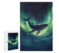 Featured Design: Whale And Aurora Borealis, 1000 PCS, Wooden Picture Puzzle for Grown-Ups, Holiday-Season Gift, with A Decorative Finished Picture