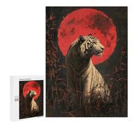 Featured Design: White Tiger Under Blood Moon, 500 PCS, Jigsaw Puzzle for Adults, Gift for Winter Evenings, for Relaxing Solo Or Group Play