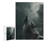 Featured Design: Wolf Howling at Stormy Sky, 500 PCS, Decorative Wooden Puzzle, Weekend Puzzle Project, for Relaxing Solo Or Group Play
