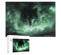 Featured Design: Wolf in Green Storm, 300 PCS, Wooden Picture Puzzle for Grown-Ups, New Year Puzzle Gift - for Quiet Evenings And Focused Play