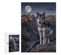 Featured Design: Wolf Moon Mountains Animal, 300 PCS, Jigsaw Puzzle for Adults, Festive Gift for Adults - for A Rewarding Weekend Challenge