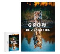 Featured Design: Wolf Reflection - Grow Into Greatness, 300 PCS, Wooden Picture Puzzle for Grown-Ups, Holiday-Season Gift, with A Decorative Finished Picture