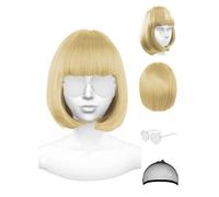 Featured Wigs and Heart Sunglasses, Color Bob Wig, Party Cosplay Wigs, Rainbow Wig with Neon Glasses for Women - Bachelorette Party Decorations Favors (Blonde)