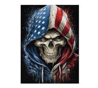 Featuring American Flag Grim Reaper Hoodie Jigsaw Puzzle, 500 Piece