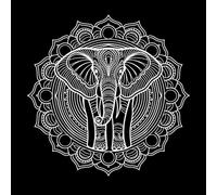 Featuring an Elegant Mandala Elephant Silhouette Engraving Decals 67.2x67.5cm Glass Stickers White
