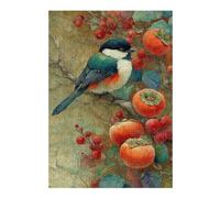 Featuring Autumn Persimmon Orchard with Bird Jigsaw Puzzle, 300 Piece