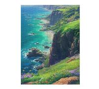 Featuring Coastal Cliffs with Wildflowers Jigsaw Puzzle, 500 Piece