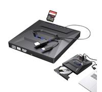 Feaxu Retro Laptop CD DVD Player USB C 3.0 Portable CD Burner, 7-in-1 External CD DVD Drive with USB 3.0 & Type-C, SD/TF Card Reader, Plug & Play Slim Optical Drive for Laptop Desktop (12.7MM-1PC)