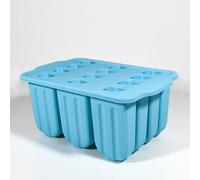 FEBASPDFE 12 ice cream molds, silicone popsicle molds, and covering molds in a row(12 consecutive blue ice cream molds)