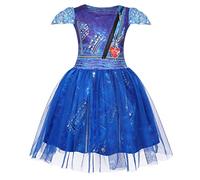 Febbabe Girls 3D Printed Patchwork Tulle Princess Dresses Kids Halloween Costume Carnival World Book Day Cosplay Dressing up Red Age 7-8 Years