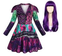 Febbabe Halloween Costume Girls Halloween Party Fancy Dress Up Outfit Princess Dresses Kids Zipper Jackets Long Sleeves Cosplay Clothes Purple 4-5 Years