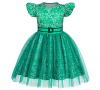 Febbabe Little Girls Emotion Costume Flutter Sleeve Tulle Princess Dress Kids Cartoon Movie Role Play Outfit Halloween Party Cosplay Green 7-8 Years