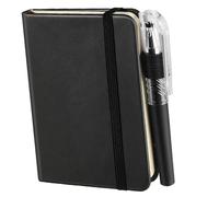 Febbya A7 Pocket Notebook with Pen,100 Pages 100gsm Thick Lined Paper Leather Mini Notepad with Elastic Band & Bookmark Portable Small Note Pads for Office,Travel School (8x11cm)