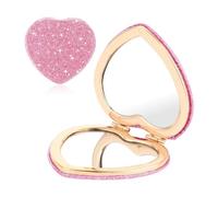 Febbya Compact Mirror for Handbag,Heart Shaped Portable Mini Pocket Makeup Mirror Cute Pink Compact Vanity Glitter Mirrors for Women Girls Handbag Purse Travel Mirrors & Bridal Gift Design