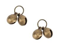 Febbya Copper Dog Bell for Collar,2 Pairs Vintage Brass Collar Accessories with Antique Design,Cat Dog Training Bells for Door Potty,Tracking Pendant for Small Animals,Anti Theft for Little Dogs Cats