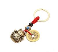 Febbya Lucky Cat Keychain,with Feng Shui Coins,Maneki Neko Keyring Brass Charm,Good Luck Cats Key Ring,Fortune Cat Keychain Set for Keys and Bags,Charm for Women,Girls,Kids