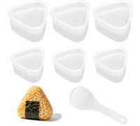 Febbya Onigiri Mould Set,7 PCS Triangle Sushi Maker with 3 Large 3 Small Rice Ball Moulds and Spoon,Non-Stick Triangular Onigiri Mold for DIY Sushi Tools,Manual Rice Ball Press for Bento