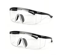 Febbya Safety Glasses,2 Pcs Anti Fog Protective Goggles for Work Safe Fit Adjustable Workplace,Impact Resistant Eye Protection Adult,Fit Over Specs,Ideal for Woodworking Lab Cycling DIY