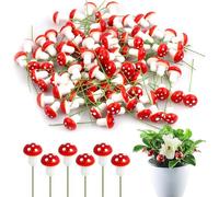Febbya Simulation Mushroom Ornaments,50pcs Miniature Resin & Metal Fairy Garden Decor Waterproof Cake/Fish Tank/Honeycomb Ball Accents Mini Mushrooms for DIY,Party,Bonsai & Indoor Plant Decor