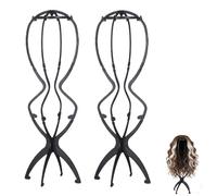 Febbya Wig Stand with Tripod,2 Pcs Portable Mannequin Head Stand for Wigs Storage,Display,Plastic Collapsible Wig Head Stands for Hat Holder,Drying,Nursing & Styling (50cm)