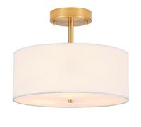 Febeleven 12.6in 3-Lights Gold Drum Semi Flush Mount Ceiling Light Fixture