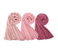 Febfim 3PCS Muslim Women Soft Modal Cotton Premium Jersey Hijab Scarf Wrap Turban, Color B, 170*60cm