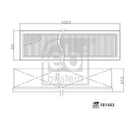 FEBI 181443 Cabin Pollen Interior Air Filter 608mm Length Fits JOHN DEERE