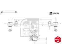 FEBI Bilstein Steering Drag Link 194674 - Centre Rod Assembly Front 1030mm with Nuts for MAN TGA/TGS