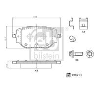Febi Bilstein Brake Pad Set 196513 - Rear Disc - Fits Citroën, Opel, Peugeot, Toyota Expert