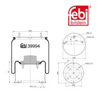 Febi 39994 Air Spring Steel Rolling Piston Standard Durable High Performance