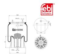Febi 45098 Air Spring Plastic Steel Rolling Piston Standard High Performance