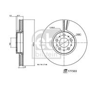 Febi Vented Brake Disc fits Volvo XC90 2002-2014 3.2 2.5 31262489 31400893