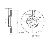 Febi Bilstein Brake Disc 171503 Front for Volvo XC90 - 1 piece