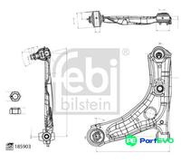 FEBI BILSTEIN FRONT LEFT WHEEL SUSPENSION CONTROL/TRAILING ARM 185903 FOR