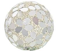 Febland Mirror Flower Tile Mosaic Decorative Ball 10.5cm, Silver, Small