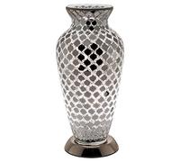 Febland Mirrored Tile Mosaic Vase Lamp, Silver