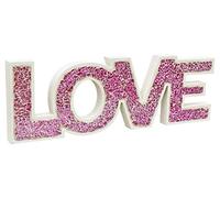 FEBLAND Mosaic Love Decoration, Resin, Pink, 2 x 37 x 13 cm