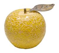 Febland Yellow Mosaic Glass Apple with Leaf, Round