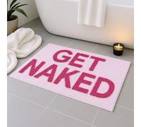 Feblilac Get Naked Bathroom Rug, Pink Non Slip Bath Mat, Cute Tufted Floor Carpet, Indoor Washable Microfiber Mats for Shower Room Fast Dry (50x80cm)